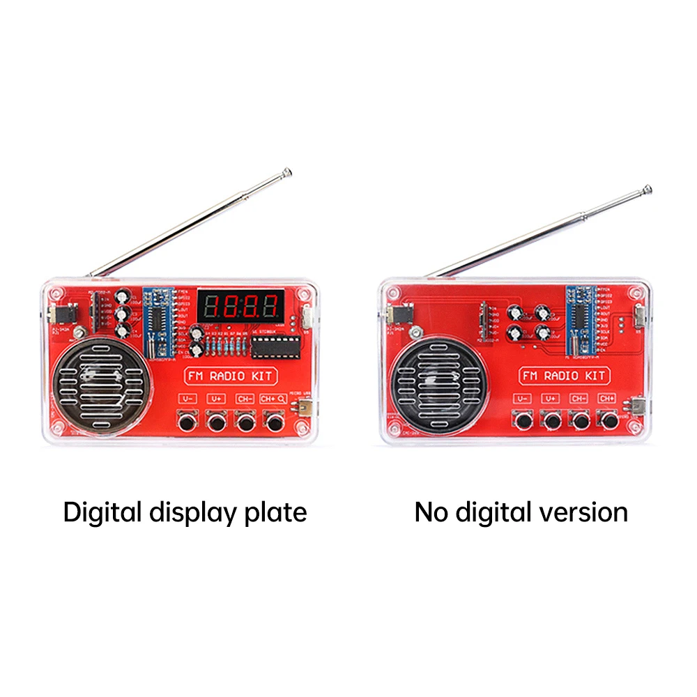 Rda5807 8002d (versão digital stc81k17) com display digital 50-108mhz rádio fm kit diy peças de prática de soldagem