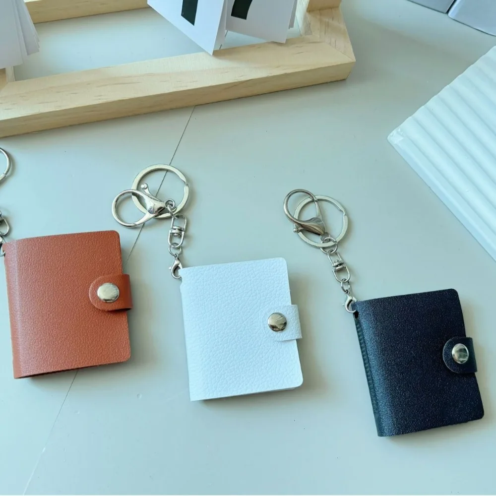 Mini 2 Inch Mini Photo Album 20 Pockets Snap Button Design Backpack Keyring with Keychain Keychain Mini Album