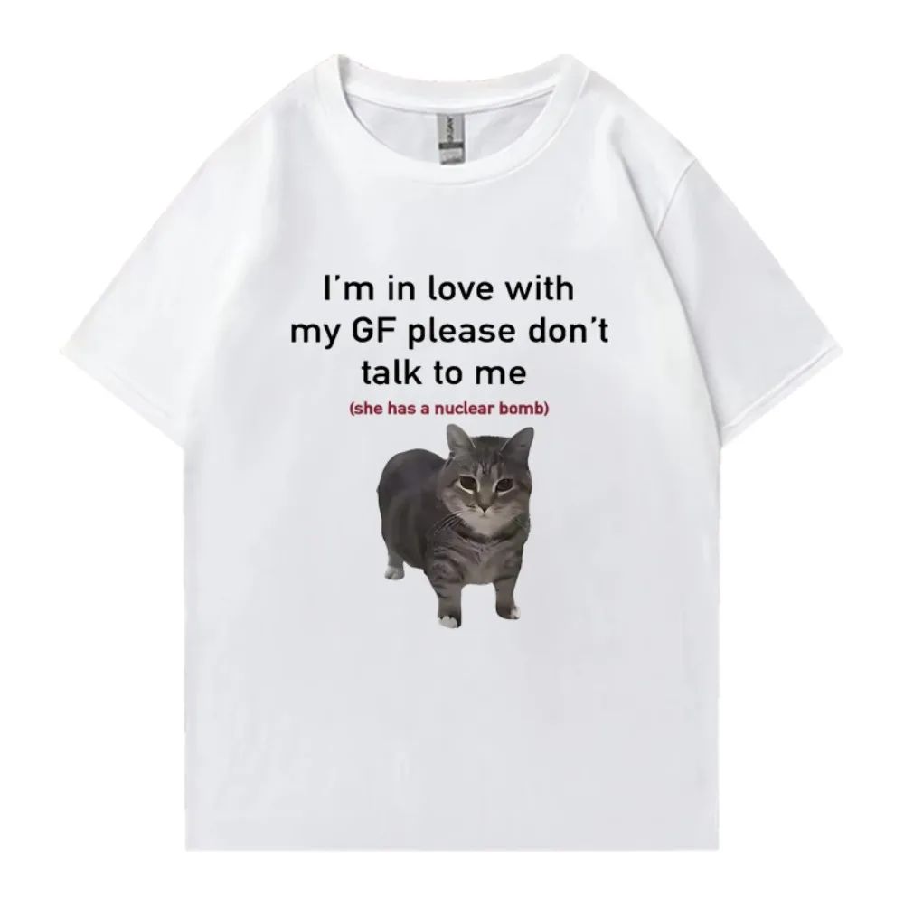 I'm in Love with My GF Funny Cat Crew Neck Tee Shirt Summer Casual Men Women Tops Unisex T-shirt view 2