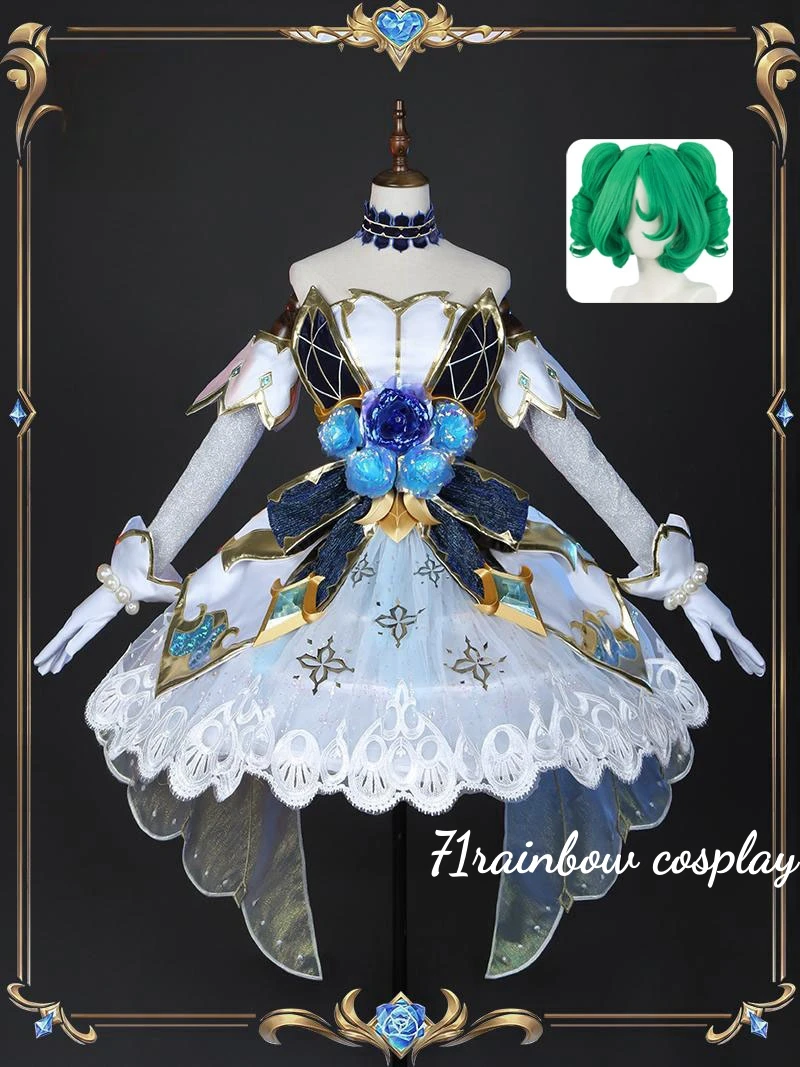 Gwen Cosplay LOL Crystal Rose Gwen Cosplay Costume Woman Halloween Roleplay Uniforms Dress Sets Wig Suits Gwen Game LOL Cosplay