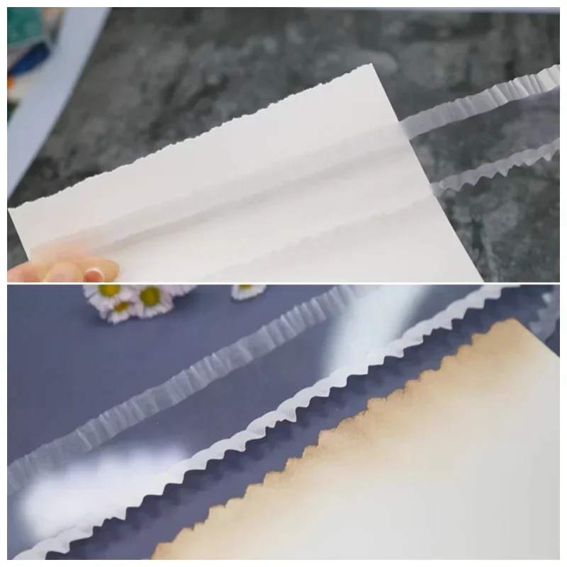 Regla de borde rasgado de papel, papel rasgado Ins, papel de acuarela Retro especial hecho a mano, efecto de borde rugoso, manual de papelería DIY