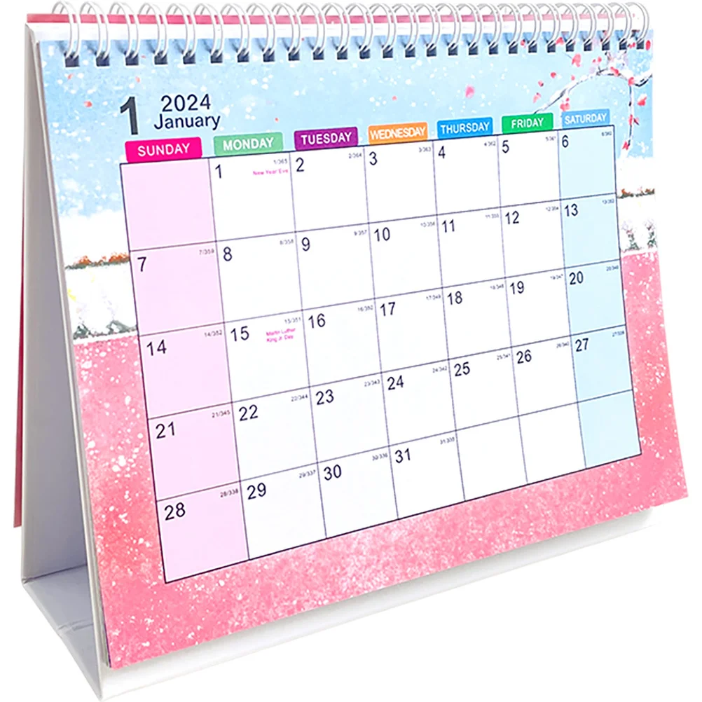 

Small Desktop Calendar 2024 Standing Flip Desk Calendar for Home Office Decor Perpetual Date Changer Lightweight Portable