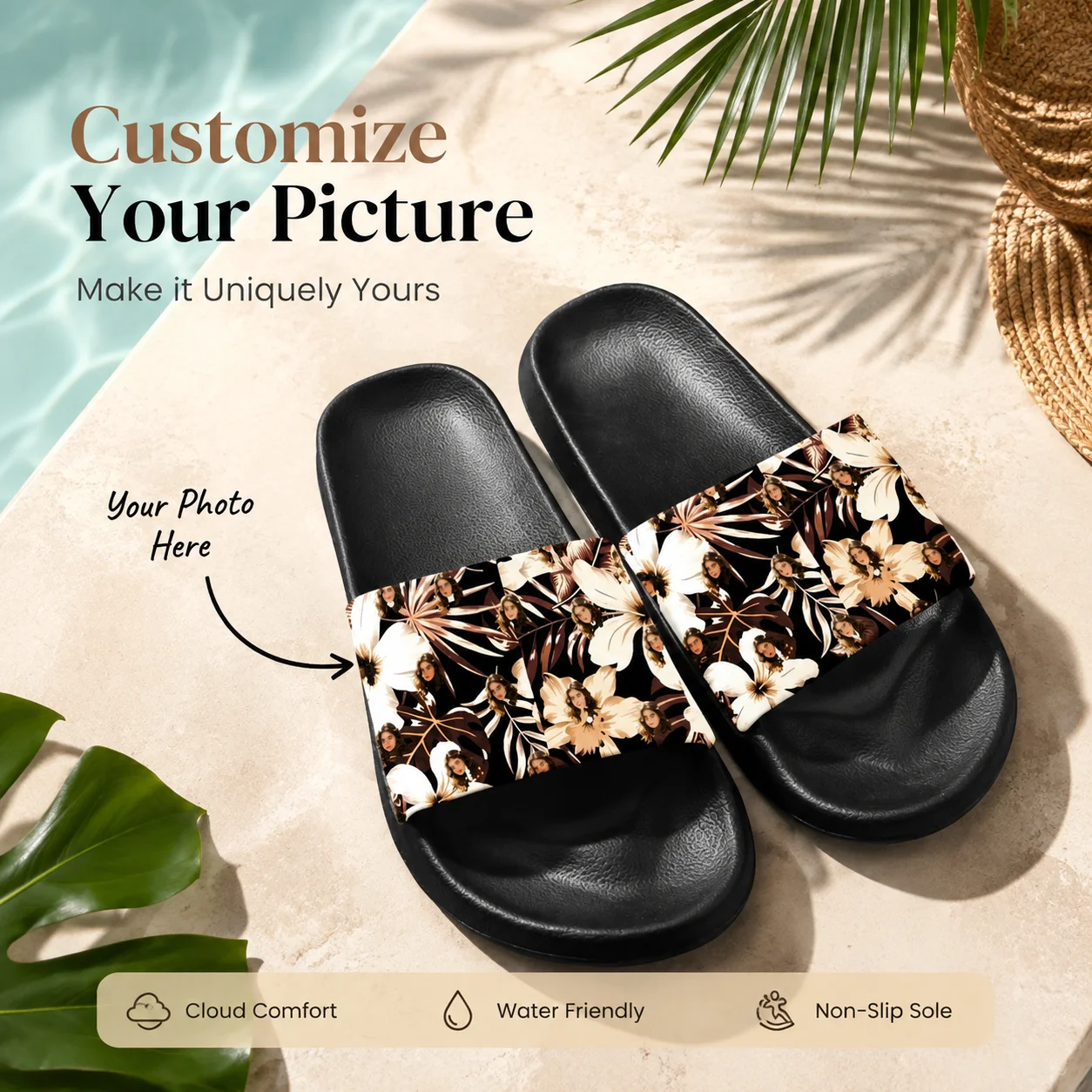 Customized women's slippers Customized text slippers Personalized fun text pictures Customized gifts for family and friends