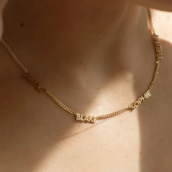 Custom Multiple Names 3mm Cuban Chain Necklace for Women Stainless Steel Personalized Family Members Name Birthday Jewelry Gift