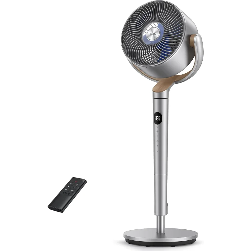 Ventilador de pie Dreo, 120 ° +120 ° Ventilador oscilante omnidireccional para dormitorio, circulador de 85 pies con control remoto, pedestal silencioso con motor de CC