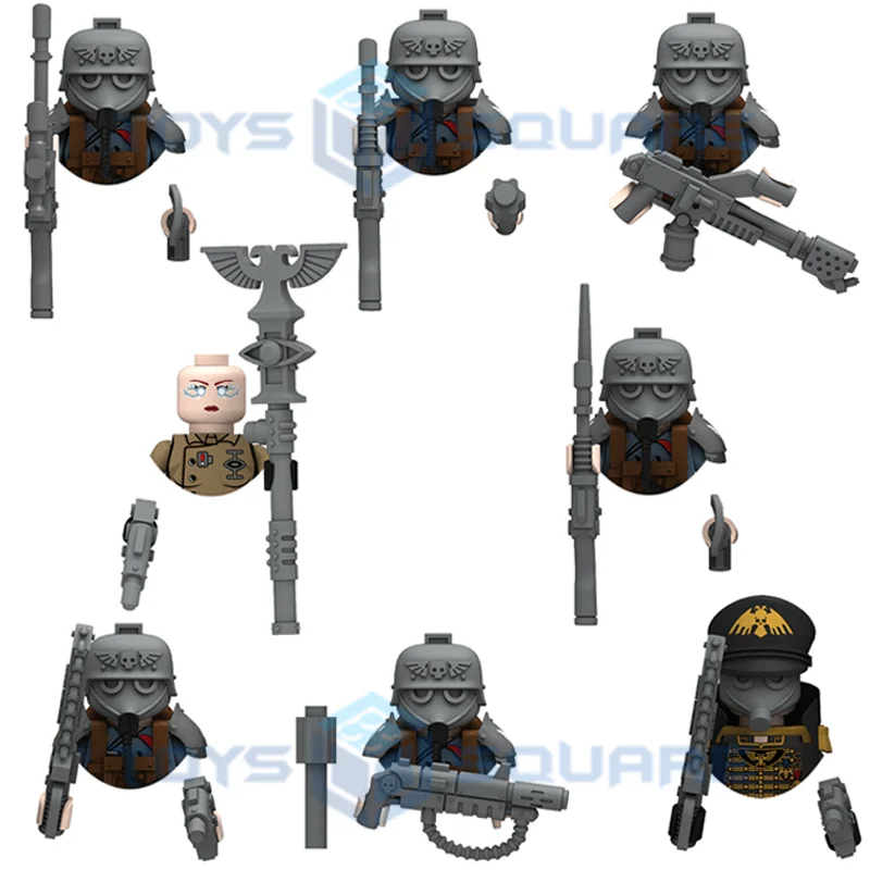 The Modern Pyro Soldier Sergeant Psyker Meltagun Signal Corps Sniper Instructor Model Blocks MOC Bricks Set Gifts Toys N201-N208