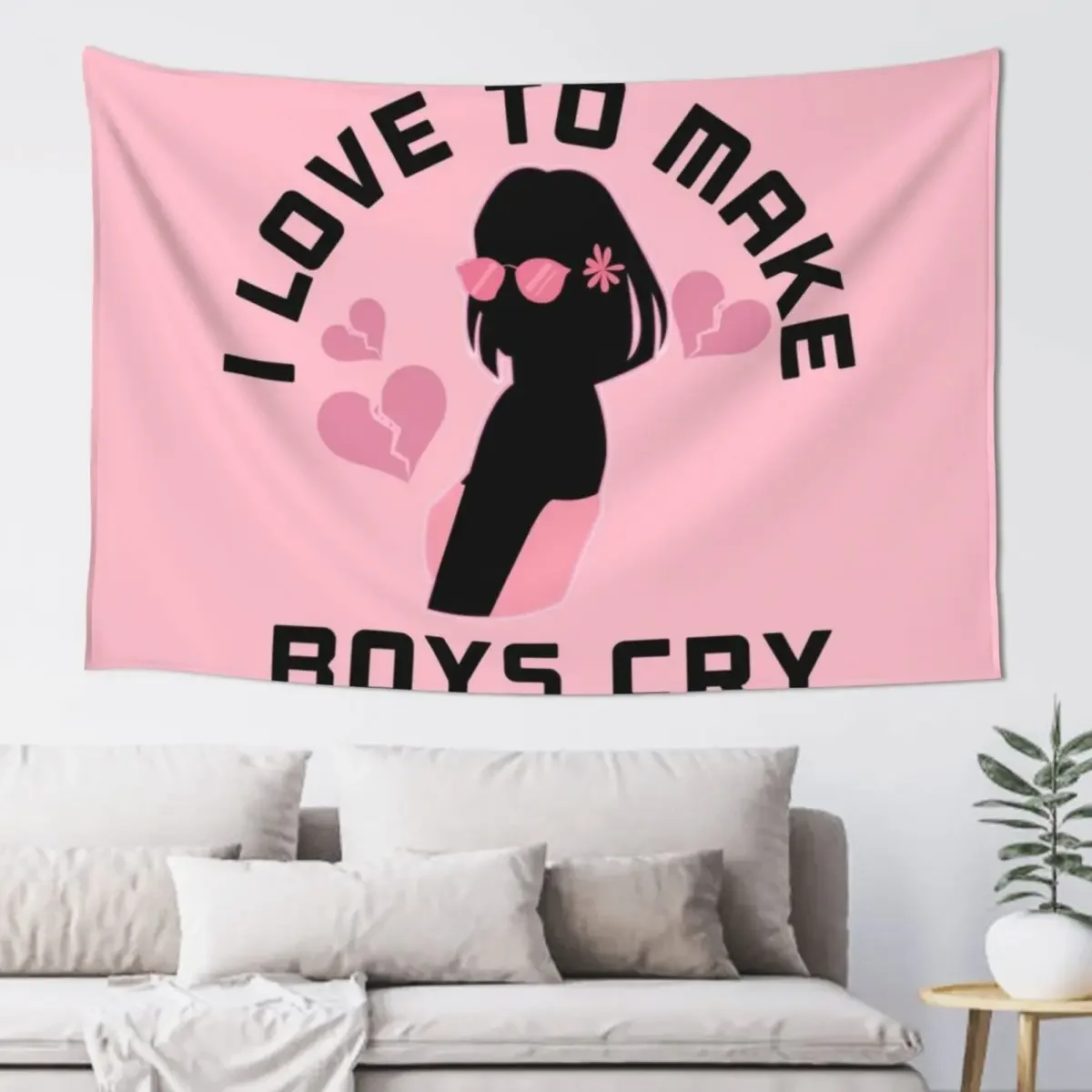 

I Love To Make Boys Cry. Cute Girl. Pink version. Tapestry Room Decore Aesthetic Room Decorating Aesthetic Tapestry