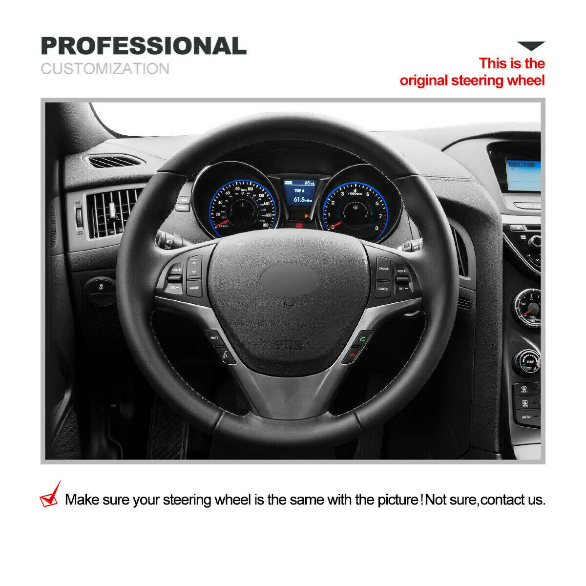 DIY Hand Stitching Interior Soft Black Carbon Fiber White Leather Car Steering Wheel Cover For Hyundai Genesis Coupe Interior