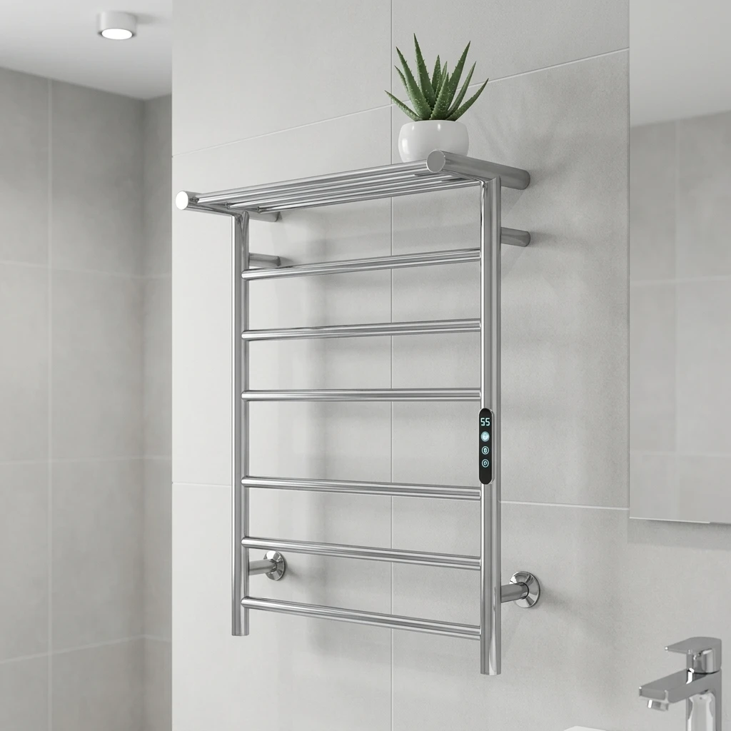 Smart Stainless Steel Heated Towel Rail CE Certified Matte Black Electric Bathroom Towel Warmer