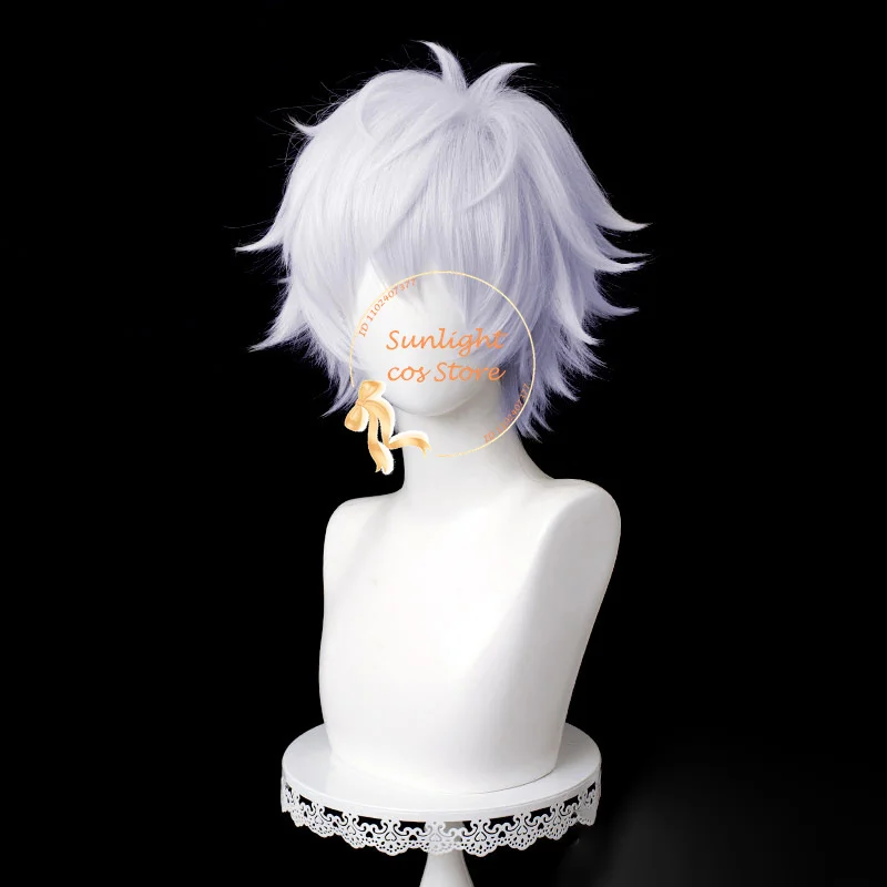 Anime Gojo Satoru Cosplay Wig 30cm Short Silver Purple/Silver White Satoru Gojo Wigs Heat Resistant Synthetic Hair + Wig Cap image 4