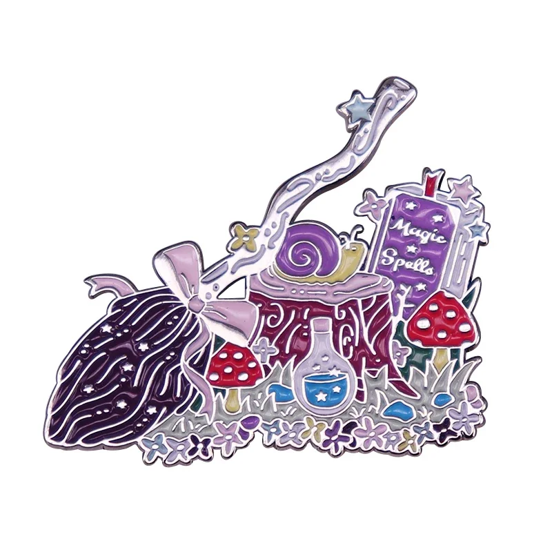 Fantasy Mushrooms Collection Enamel Pin Mushroom Yoga Skull Moon Moth Amanita Brooch Magical Forest Jewery Wizard Accessory