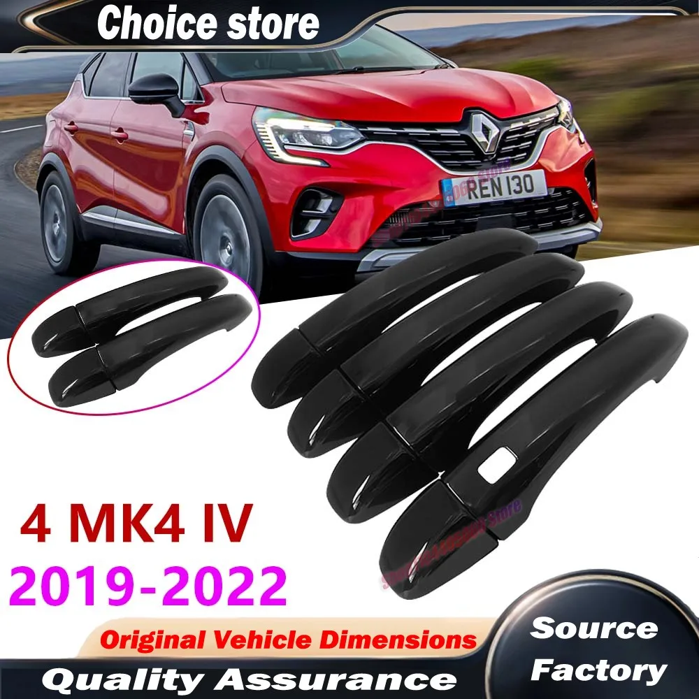 For Renault Captur 2 II MK2 XJB HJB HJE 2019-2022 Black Carbon Fiber Car handle Or ABS Chrome Door Handles Cover Car Accessories