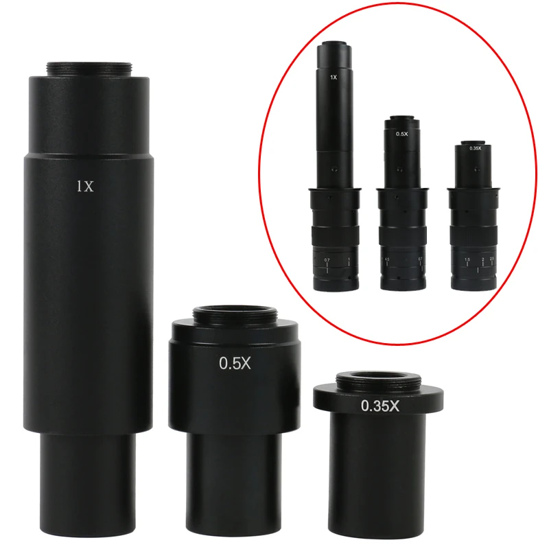28mm 0,35X 0,5X 1X Okularlinse Barlow-Glas-Adapterlinse für 120X 180X 300X Zoom-Mikroskopkamera-Monokular C-Mount-Objektiv