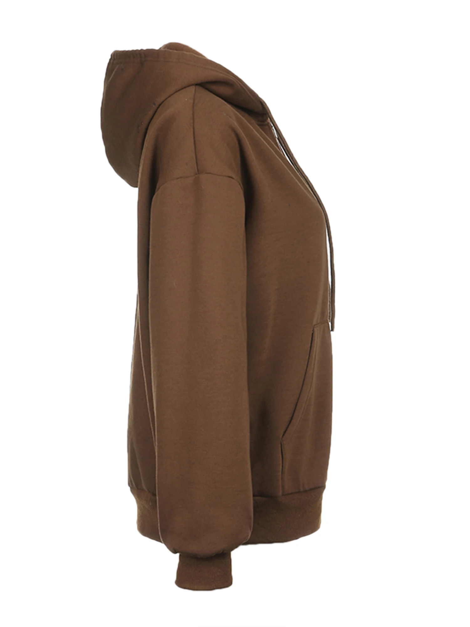 معطف نسائي أنيق بغطاء للرأس بأكمام طويلة مع سحاب إغلاق وتفاصيل جيب أنيقة بتصميم كلاسيكي بلون موحد #5