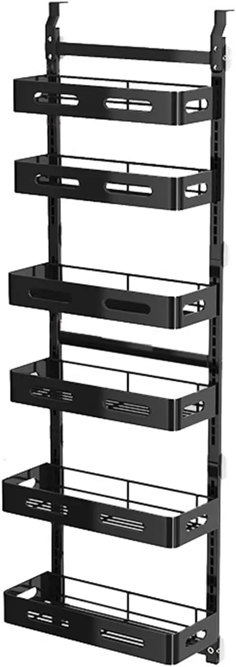 

6-story door mounted cutlery storage rack, large metal door seasoning rack with adjustable basket, 2-in-1 wall mounted k