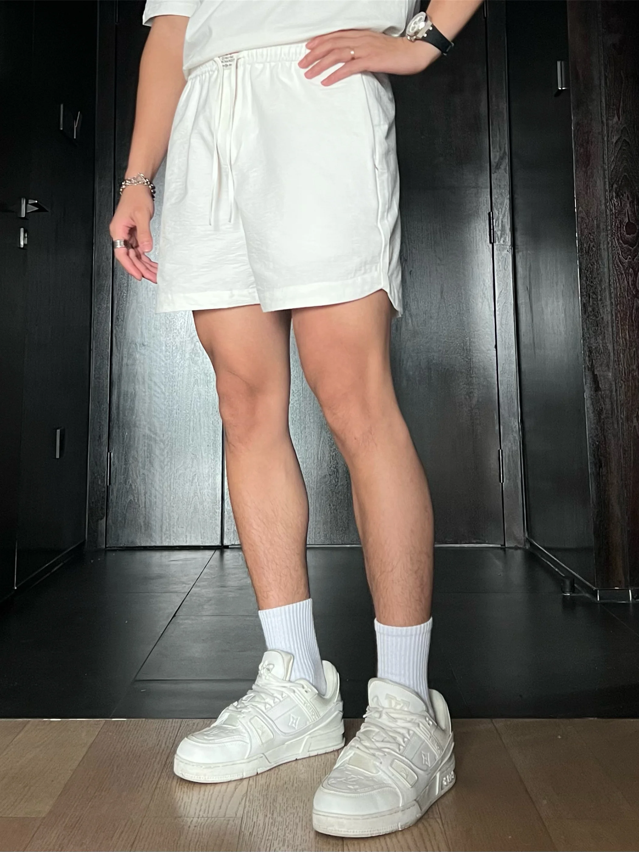 

Мужские спортивные шорты JZD American High Street: дышащие, свободные, повседневные, прямые, из смесового хлопка, летние