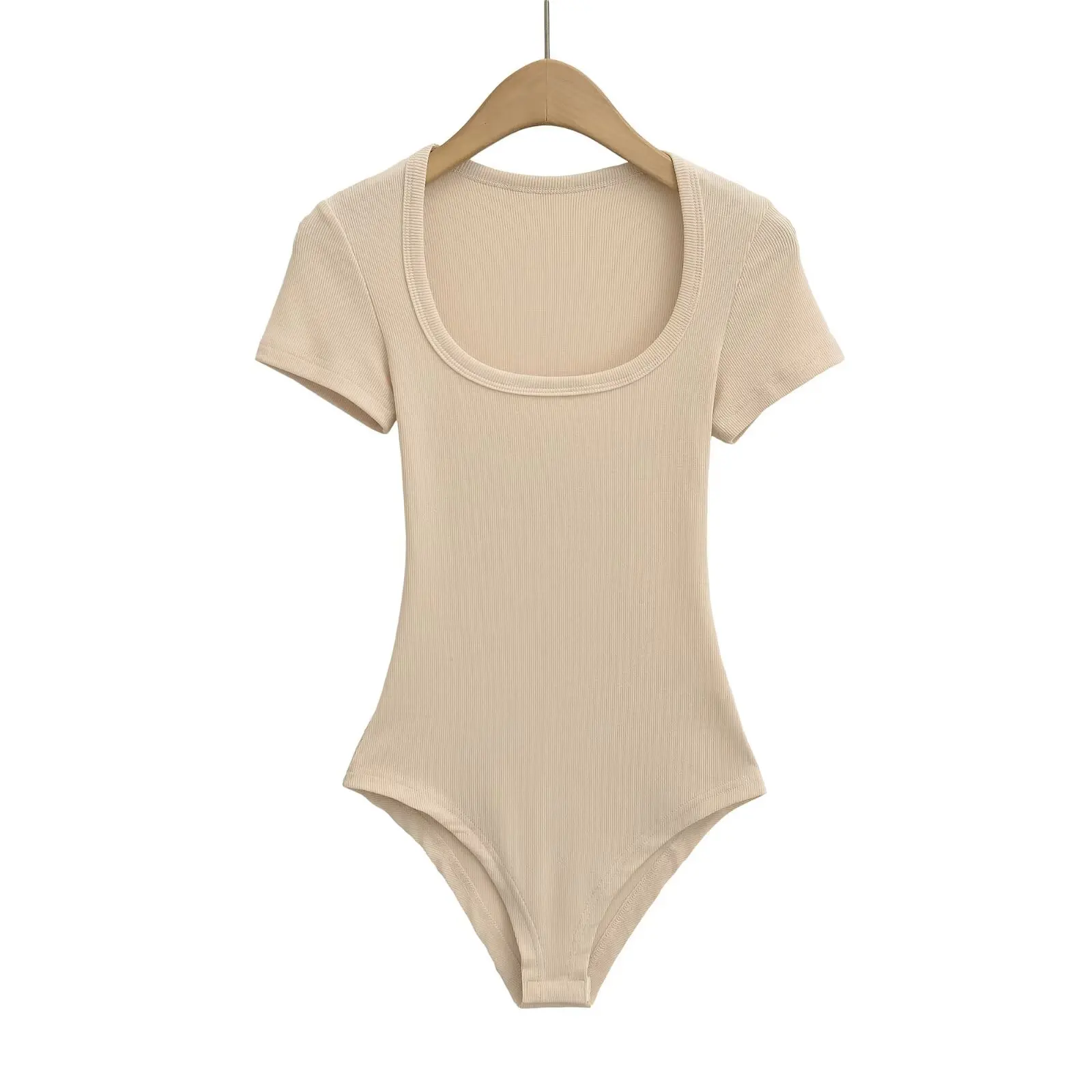 Street Sle ort Sve Slim Fit U-Ne T-Shirt Damen Basic Elastic Bodycon Slim Fit Hot Girl Base Einteiliger Anzug