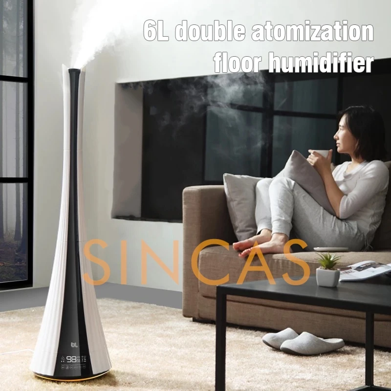 6L Electric Humidifier Floor-type Air Purifier Mist Maker Intelligent Remote Control Touch Screen Adjustable Aromatherapy Fog UV