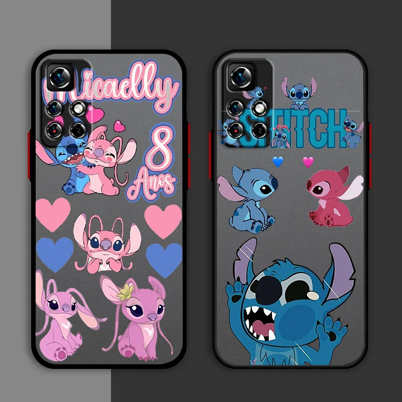 Disney Stitch Phone Case For Redmi Note 13 12 11 10 Pro Plus Pro S T 5G Matte Frosted Translucent Cover