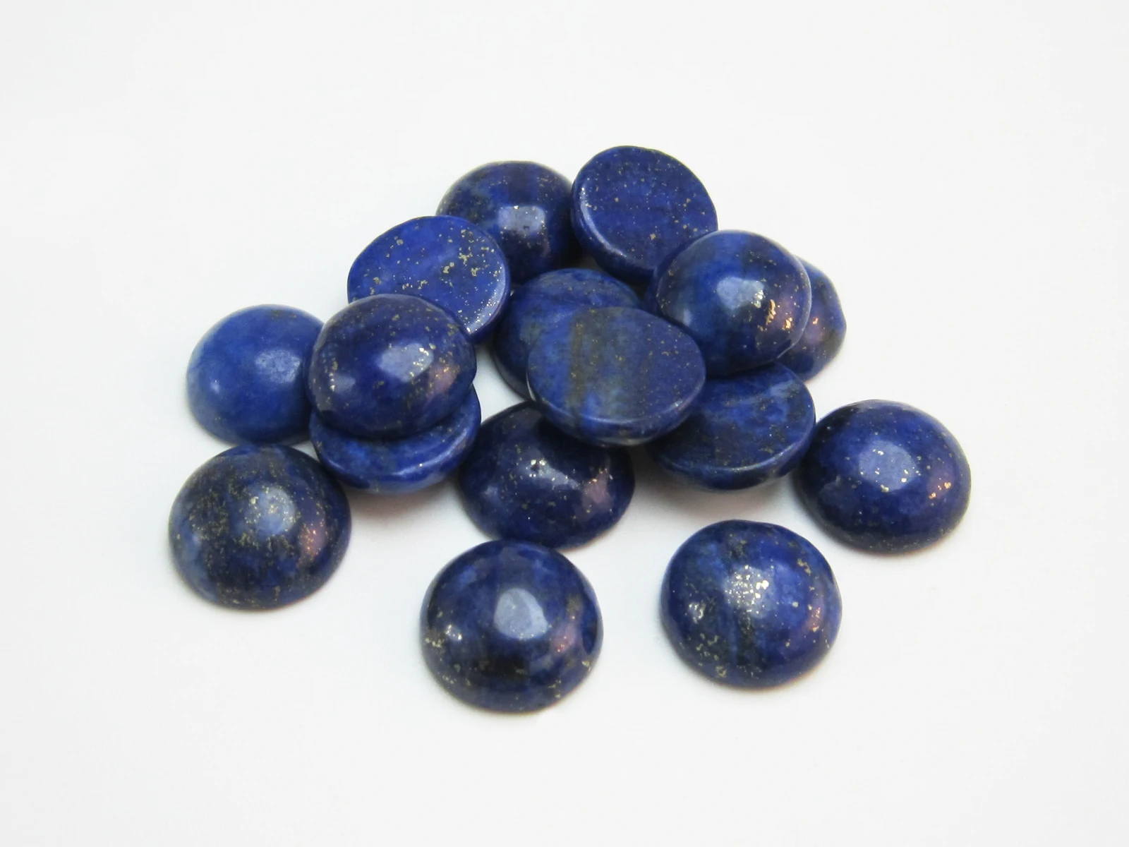 10pcs Lapis lazuli cabochons, Round flat back, Natural lapis lazuli, 8mm, 10mm, 12mm