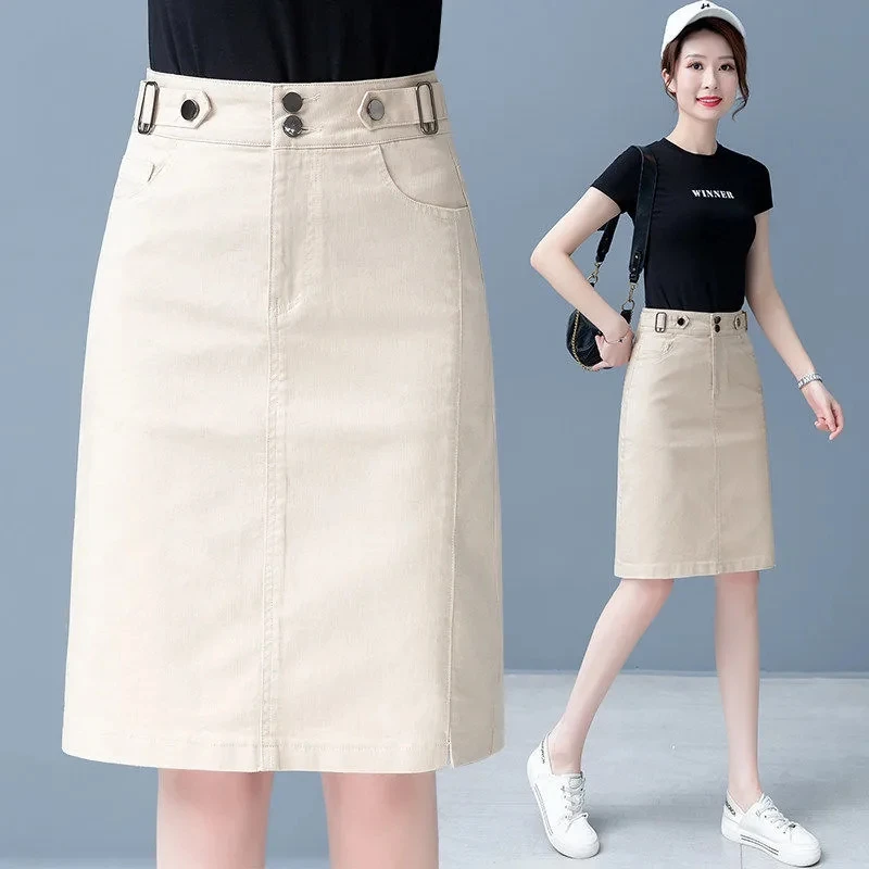 Short Skirt For Women Spring And Summer New High-Waisted A-Line Bag Hip Skirts Casual Solid Korean Fashion Clothes Streetwear