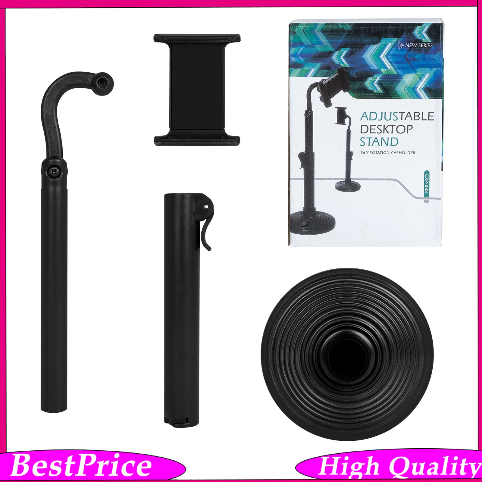 Desktop Phone Holder 360 Degree Rotation Lifting Adjustable Phone Stand Universal Phone Mount for Instrument Tuning Practice