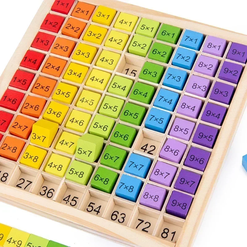 Montessori pädagogisches Holz spielzeug für Kinder Kinder Babys pielzeug 99 Multi pli kation stabelle Mathe Arithmetik Lehrmittel