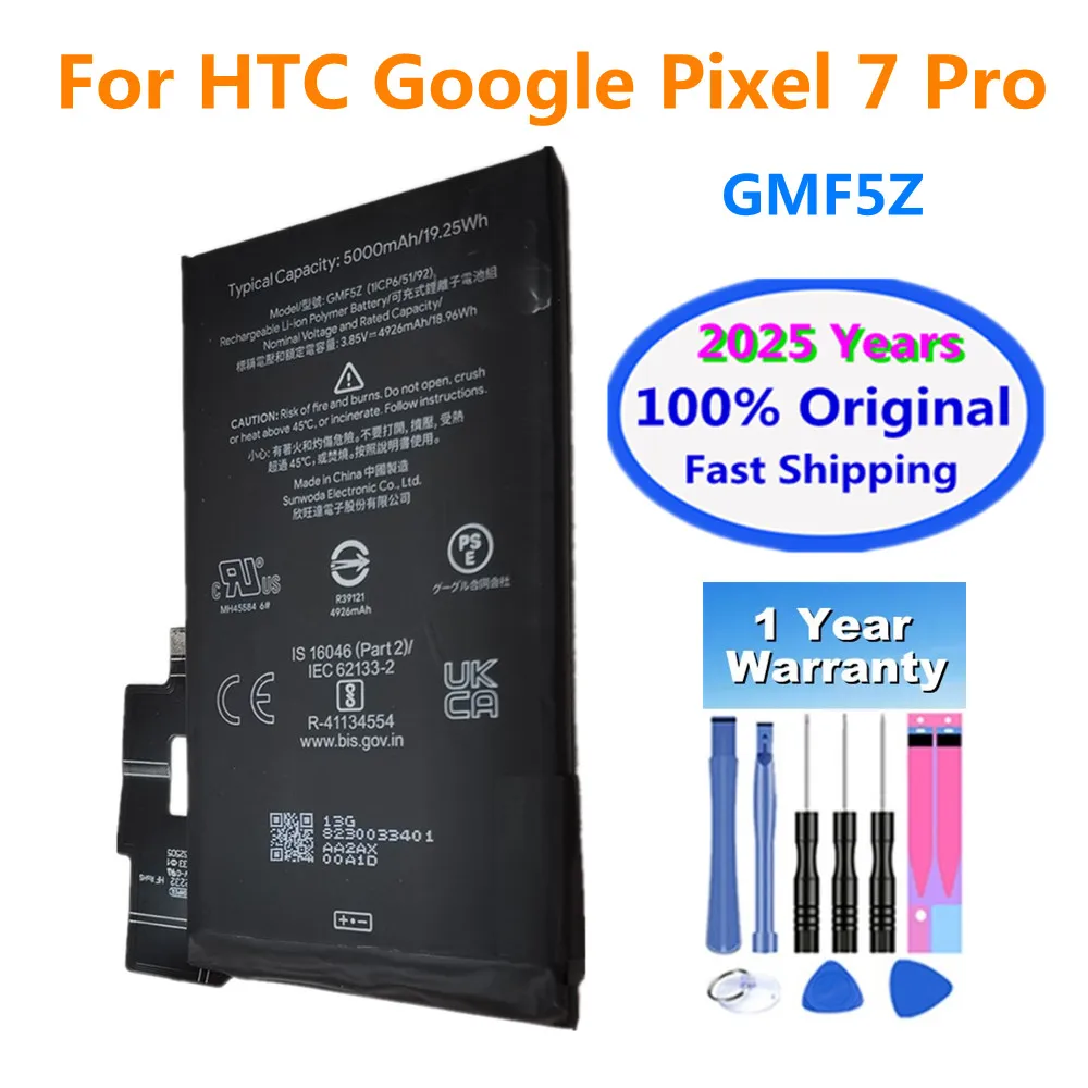 

2025 Years GMF5Z Original Replacement Battery For HTC Google Pixel 7 Pro 7Pro Phone Bateria Capacity 5000mAh