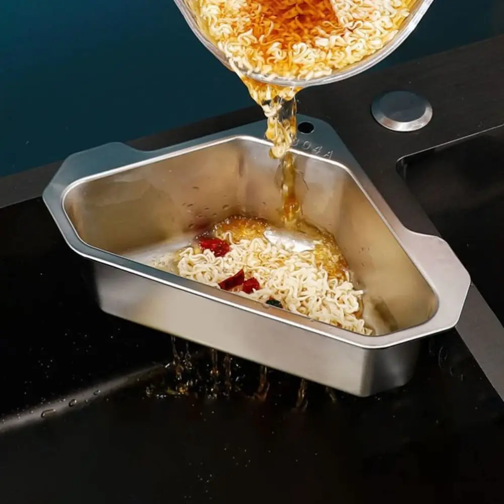 

Stainless Steel Material Stainless Steel Sink Drain Basket Corner Strainer Design Triangle Shape Kitchen Sink Filter