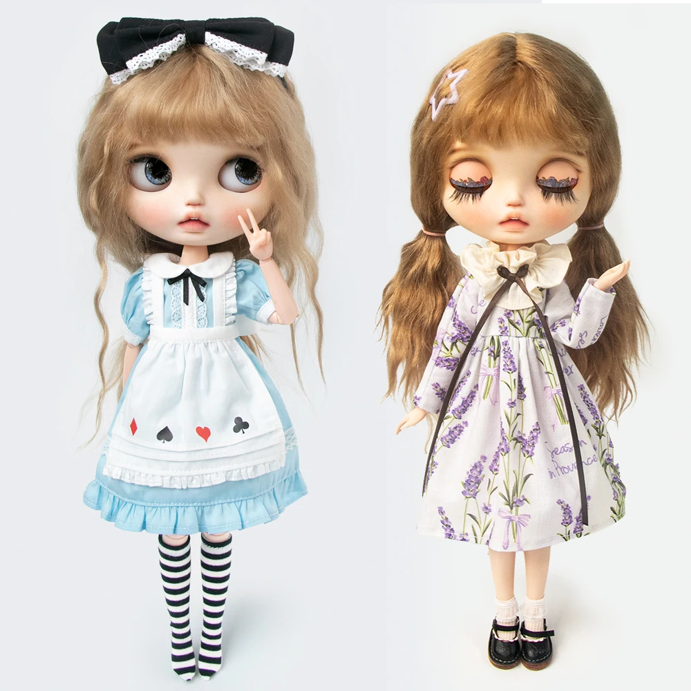 Ubrania dla Blythe Sukienka księżniczki retro damska koronkowa kokarda krótka spódniczka mundurek Zestaw dla Ymy Licca Azones Ob22 24 Ker YMY Akcesoria dla lalek