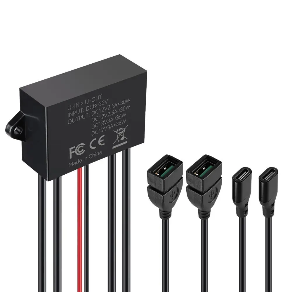 Professional 12-24V 30W Step Down DC Converter Fast Charging Universal Power Supply Module Type-C USB C Power Adapter Automobile