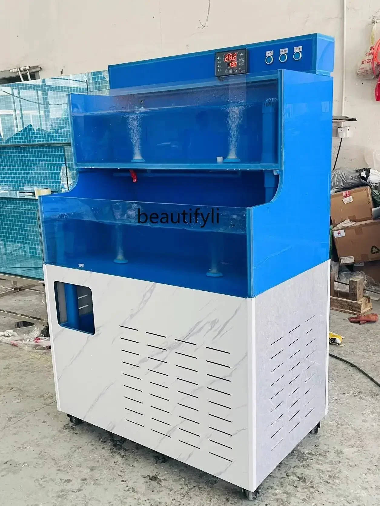 Plastic Mobile Seafood Pool Refrigeration Integrated Shellfish Pool Lobster Hairy Crab Tank Hotel Commercial PVC Seafood Tank