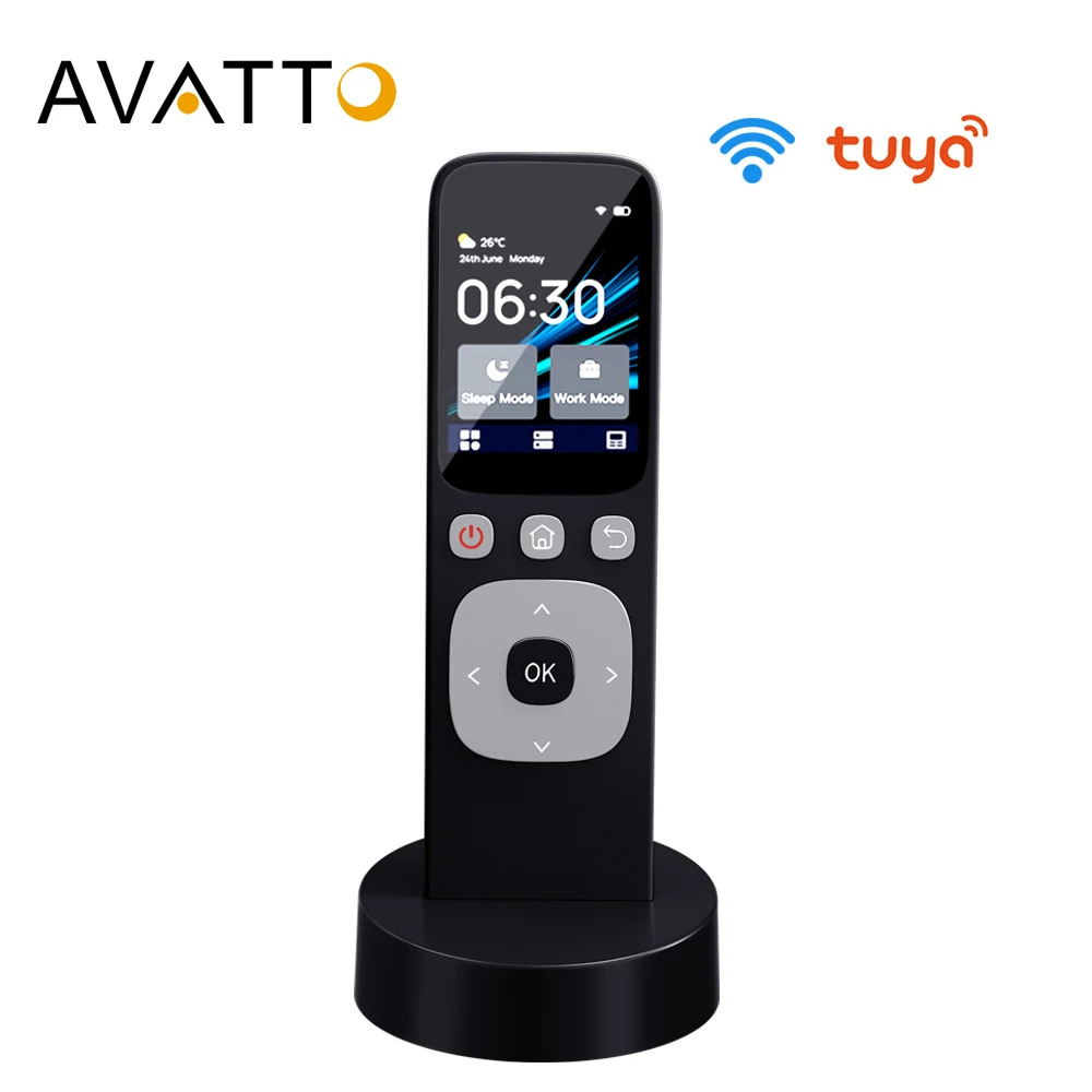 AVATTO Tuya WiFi Smart IR Central Control Panel,Wireless Touch Screen with Buttons,IR Handheld Controller Work For Home Device.