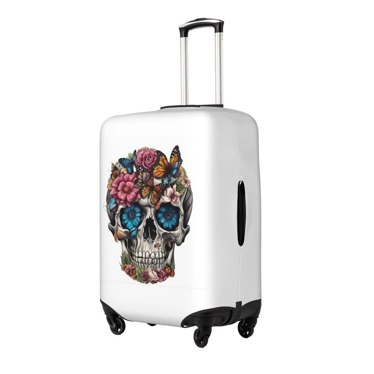 

Floral Sugar Skull Suitcase Cover Protection Elastic Travel Luggage Protector Covers for 18-32 Inch