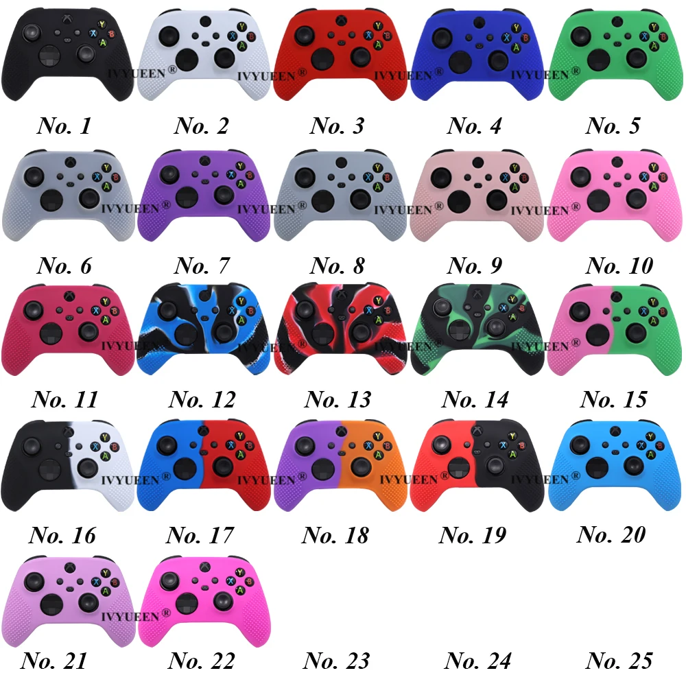 Ivyueen 10 pçs caso de silicone para xbox série x s controlador capa protetora de gel de pele com polegar analógico aderência vara tampa atacado