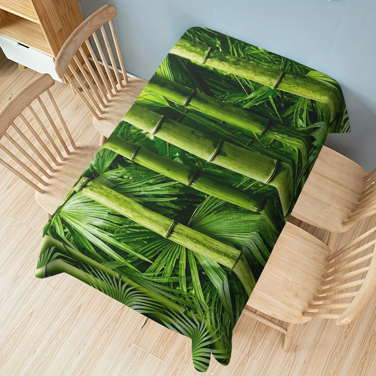 Fresh Botanical Leaf Pattern Polyester Tablecloth, Decorative Dining Table Cover for Home, Hotel and Daily Casual Gathering Use