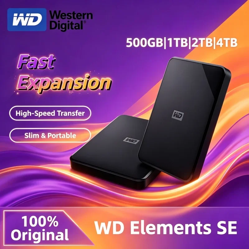 2026 New Western Digital WD Elements 2.5 Inch USB3.0 Portable HDD 1TB To 5TB Hard Drive For Notebook Desktop