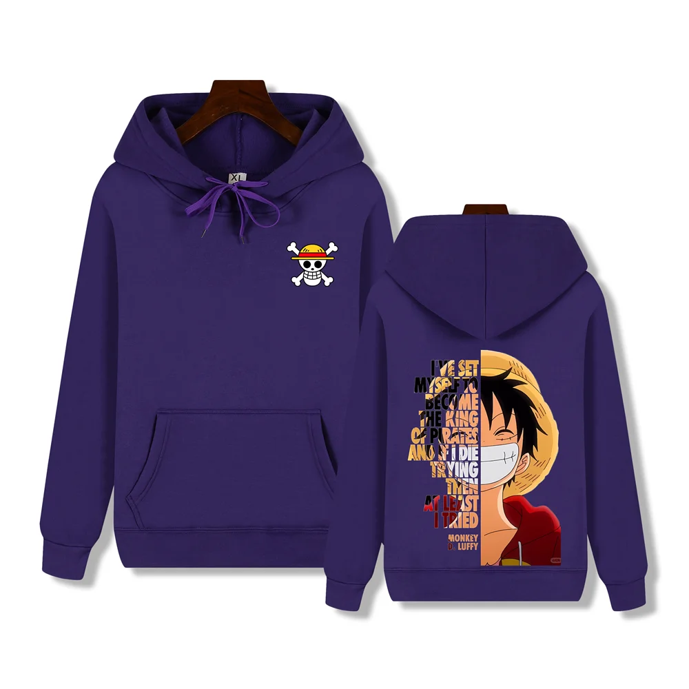 One Piece masculino high-end qualidade moletom com capuz capitão luffy impressão outono e inverno grosso quente básico simples topo