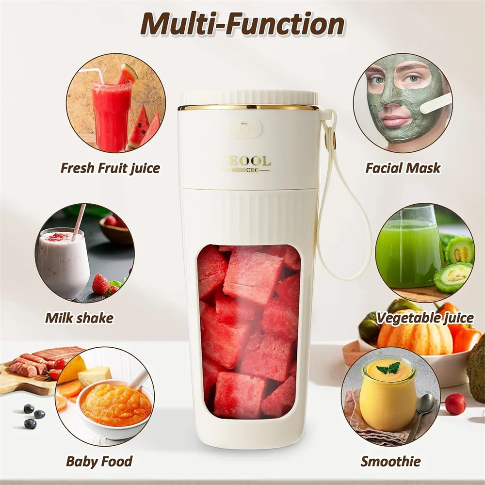 340ML portable Juicer Wireless with straw Electric Blender for juice milkshake ce cube food supplement Smoothie Mixer