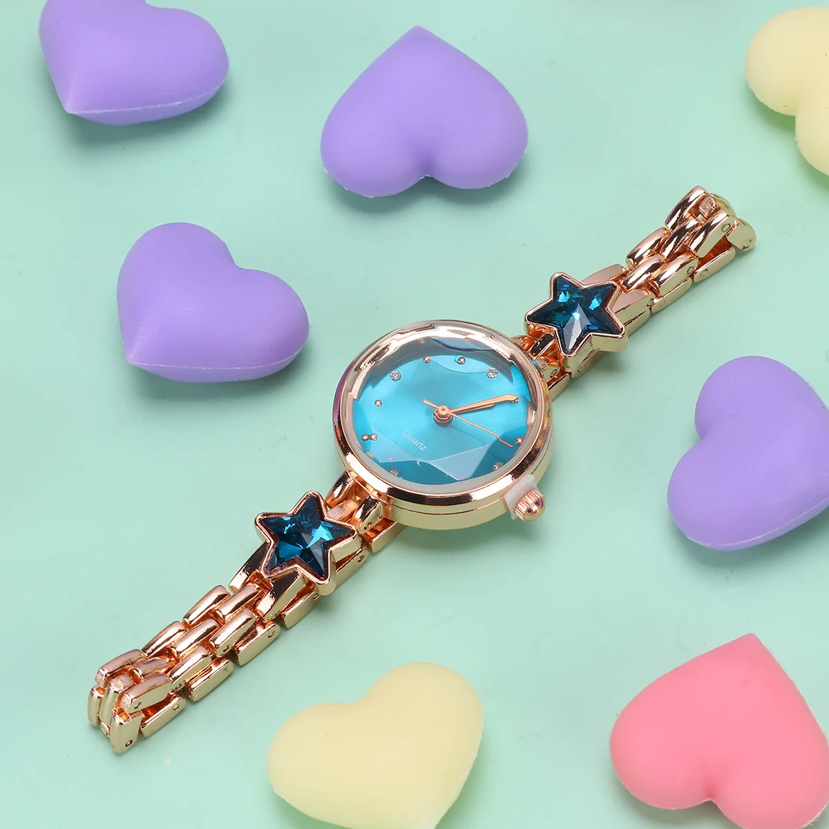 

Women Alloy Watch Blue Star Shaped Rhinestone Quartz Watch Precise Timekeeping Fashion Wrist Decoration Delicate Wrist