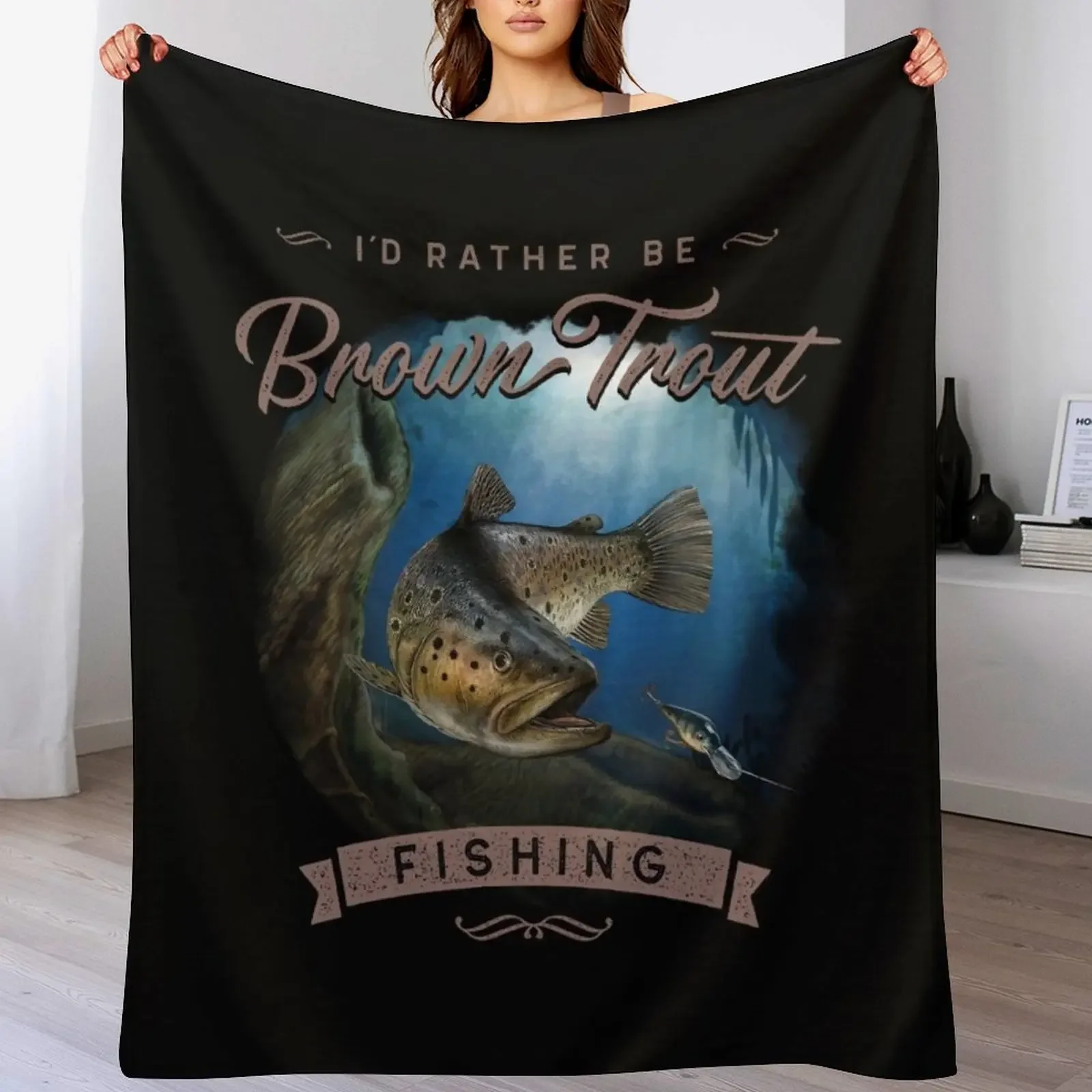 Brown Trout Fly Fishing Gift Throw Blanket Soft Cozy Blanket for Pet Kids Adults