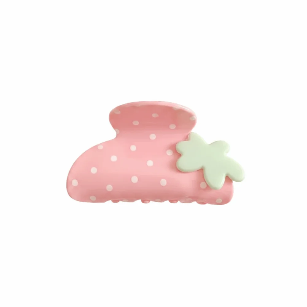Fashion Pink Strawberry Hair Claw Clip Strawberry Shape Non-slip Hair Clamp Women Hair Styling Polka Dot Hairpin Daily Wear