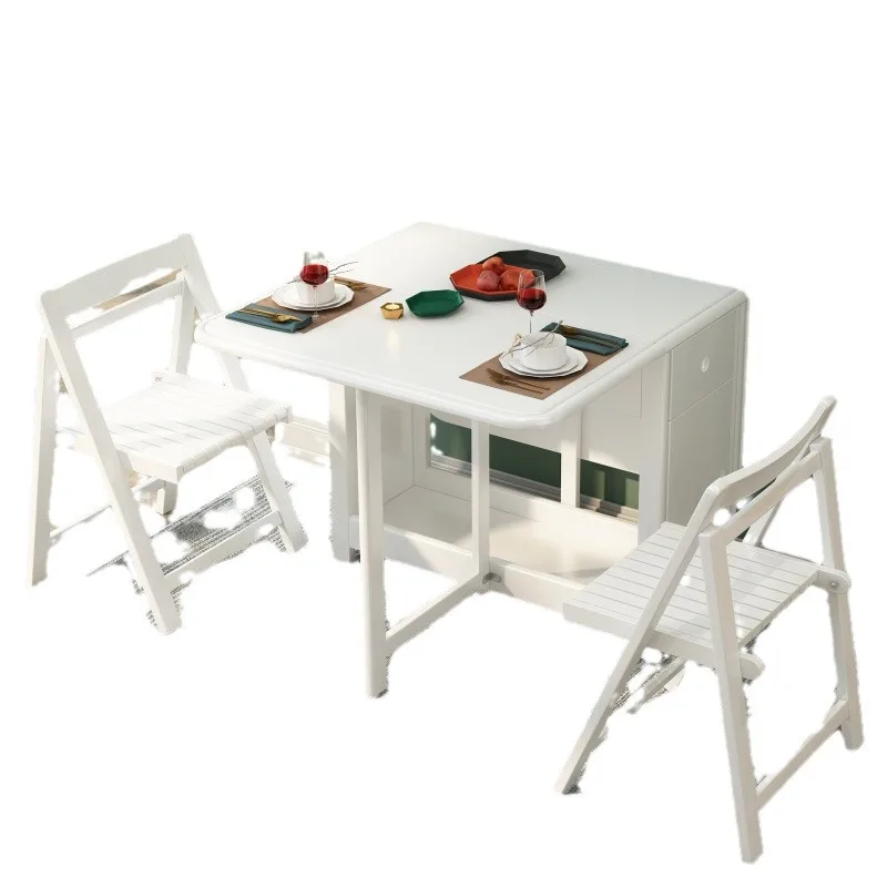 

Dining table small apartment solid wood folding table and chair combination household modern simple rectangle
