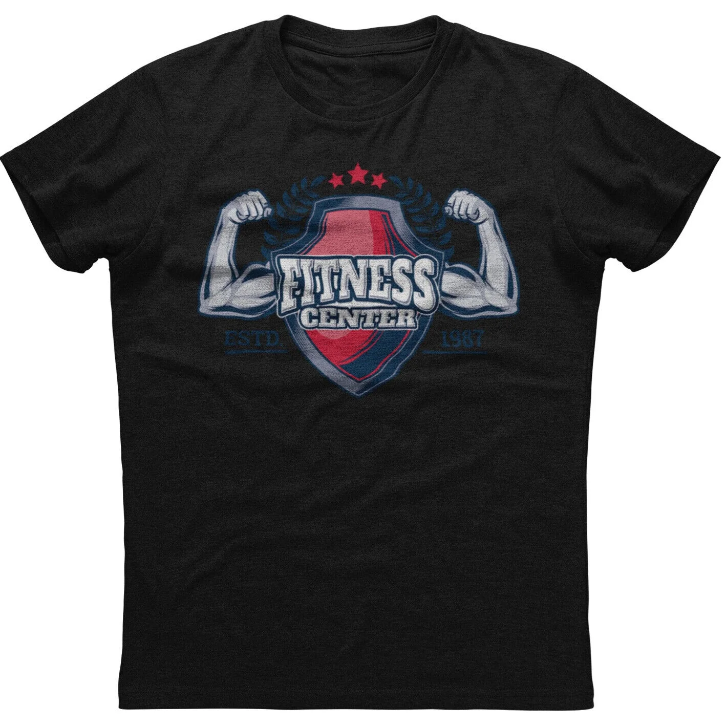 

Fitness Center ESTD 1987 Mens Short Sleeve New Cotton Black T-shirt Men's 100% Cotton Casual T-shirts Loose Top Size S-3XL