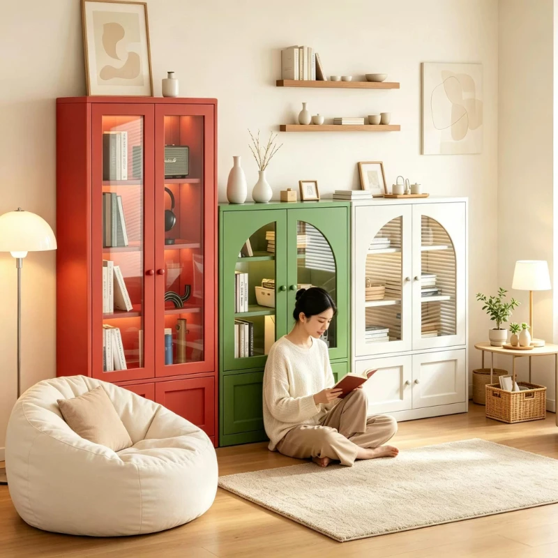 Glass Display Multi-purpose Bookcases Wooden Living Room Tall Modern Bookshelf Corner Figure Showcase Etagere Interior Furniture