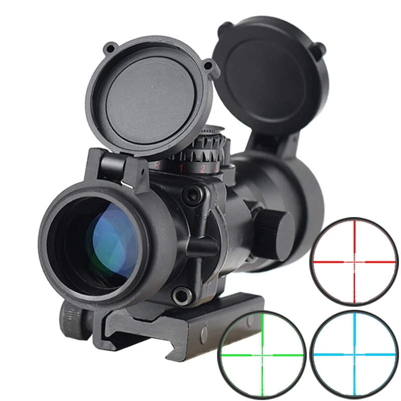 

3.5X30 Tri-Illuminated Adjustable Compact Rifle Scope Tactical Reflex Sight Hunting Optics Red Green Cross Reticle Airsoft Sight