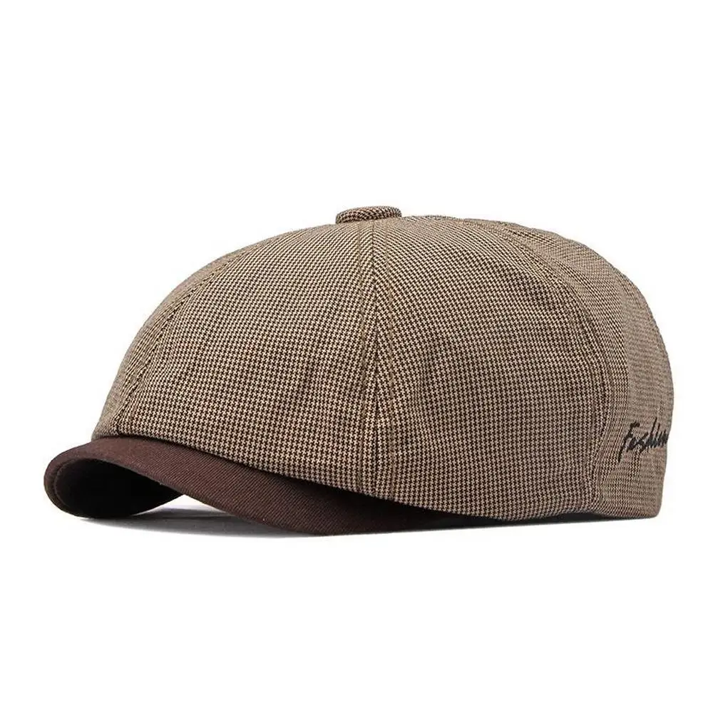 Gorra octogonal ajustable de algodón para hombre, gorro de vendedor de periódicos, 55-60cm, patrón Crosshatch, diseño de choque de Color, primavera