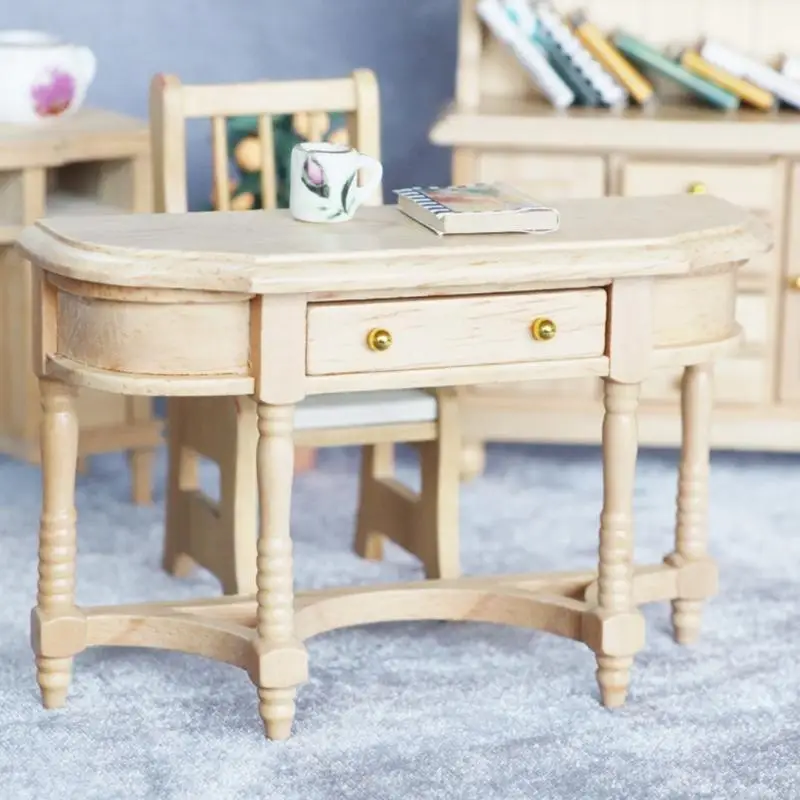 77hd Miniatura Desk con cajón funcional para entusiastas las casas muñecas a escala 1/12 accesorios para visualización
