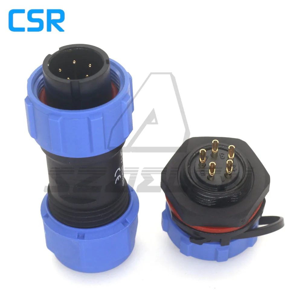 SP17 Connector Waterproof and Dustproof  5 Pin Threaded Plug Panel Installation Socket, Electrical Equipment Power Supply