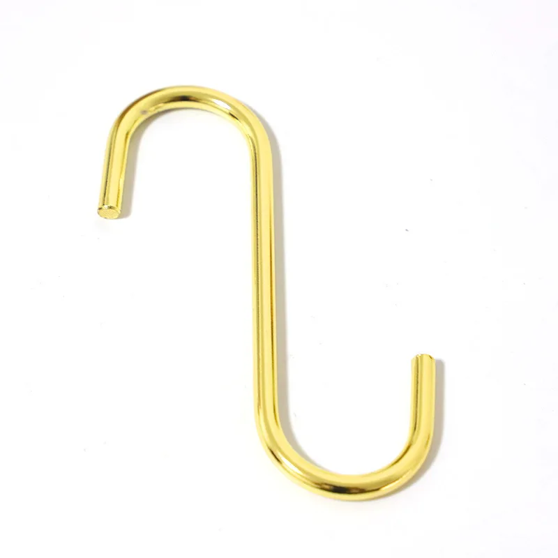 Multi-function Railing S Hanger Hook, S-Shape Hook, Clasp Holder Hooks, Hanging Storage Tool, Kitchen and Bedroom, Gold, 10PCs